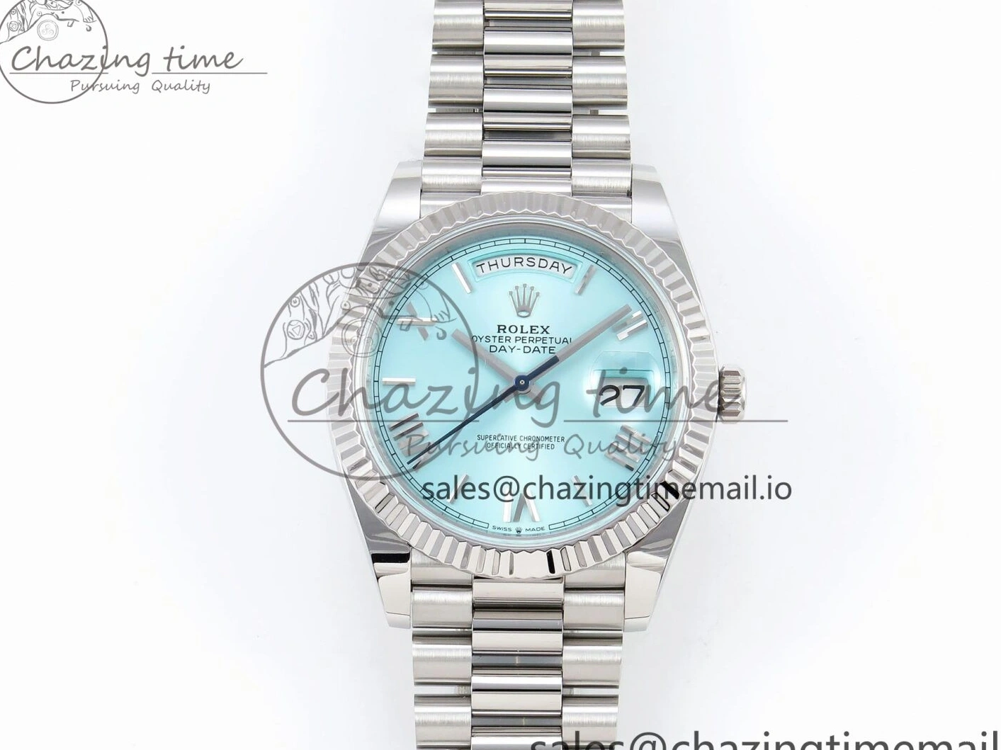 MiroTime 0401 Day Date 40 SS 228236 ARF 1:1 Best Edition Tiffany Blue Roman Dial on President Bracelet VR RelaxedFit 1517